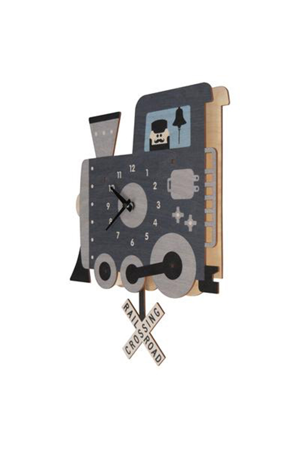 Popclox Train Pendulum Clock - Wood