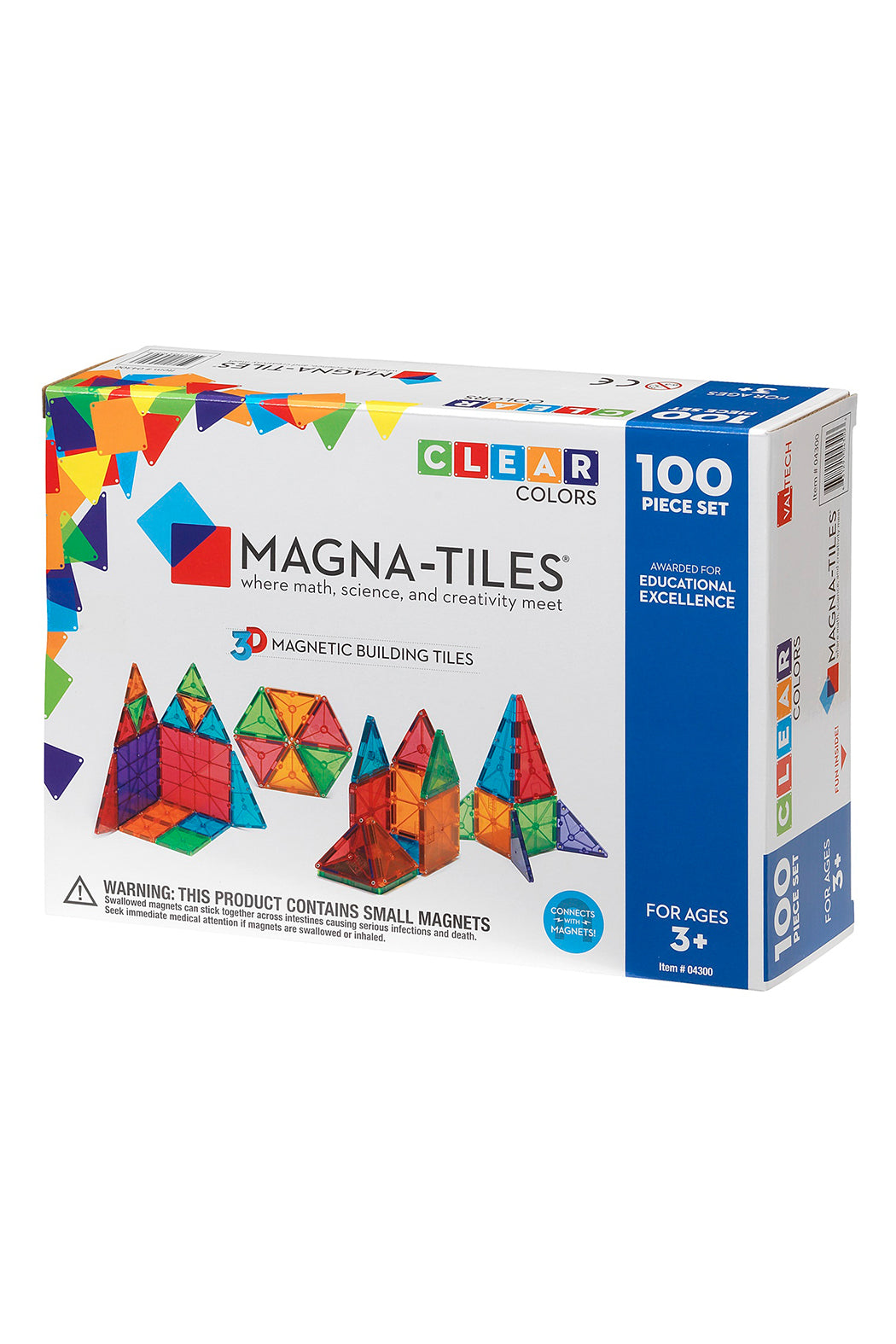 Valtech - MangaTiles Magna-Tiles Clear Colors 100 Piece Set