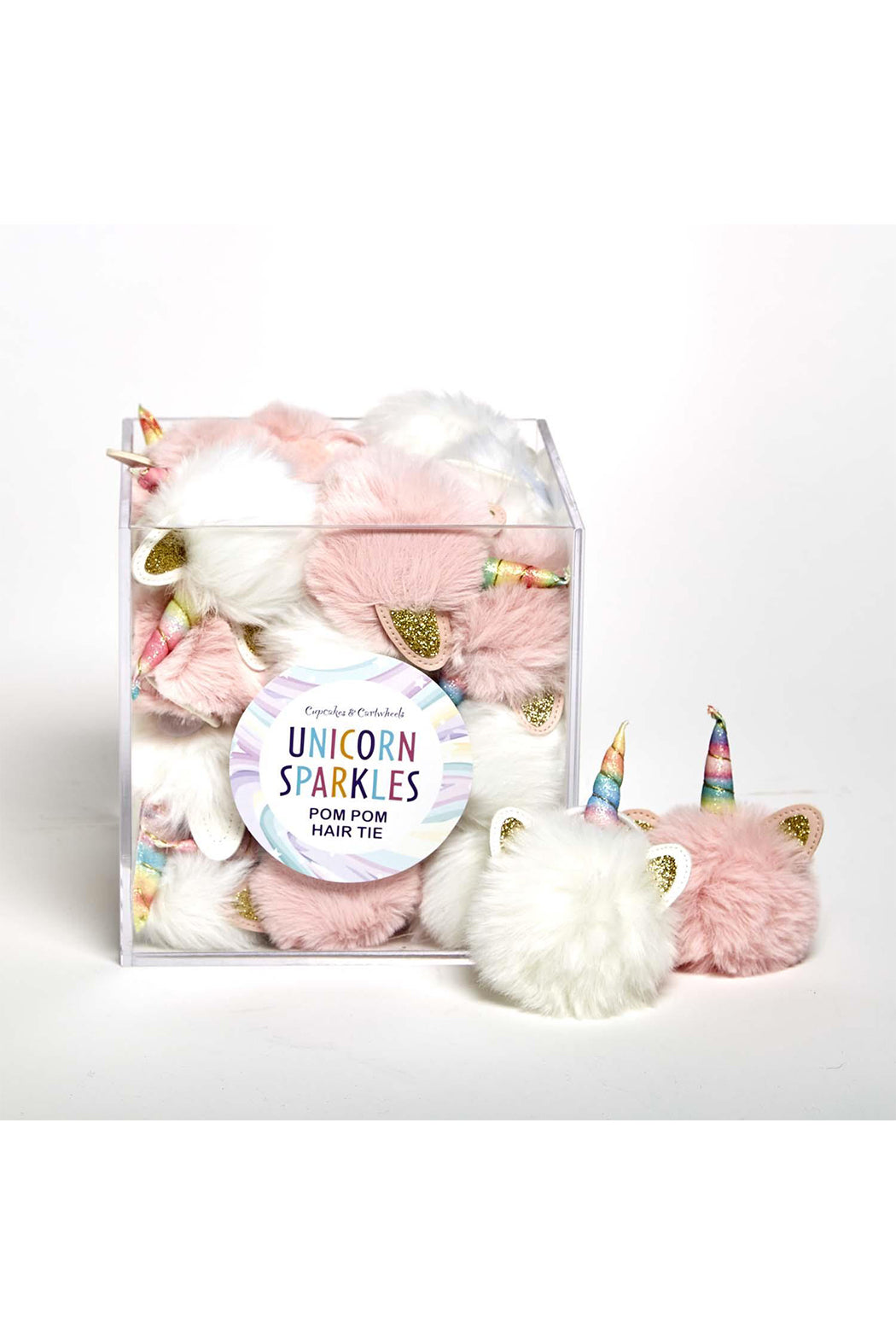 Cupcakes & Cartwheels Unicorn Sparkles Pom Pom Hair Tie