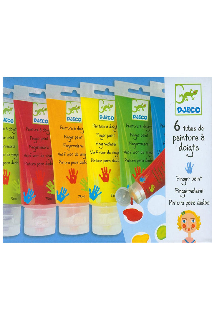 Djeco 6 Finger Paint Tubes Blue Box