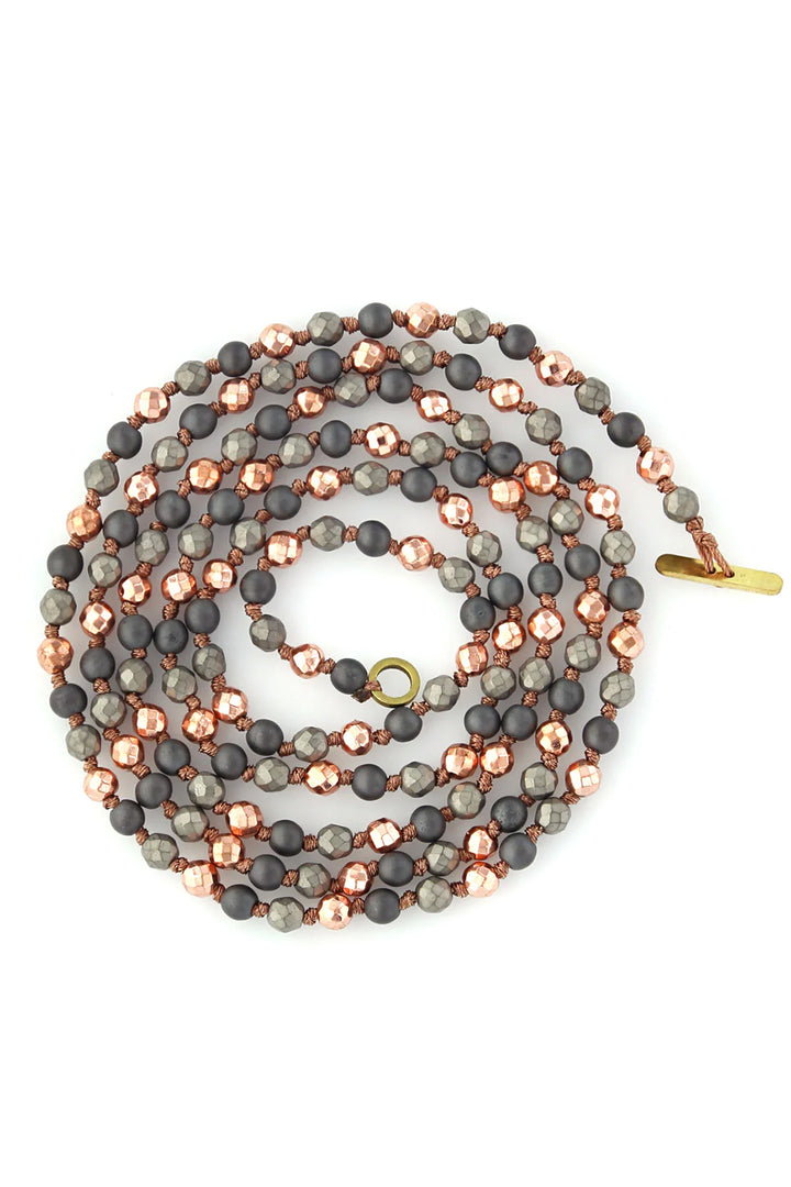 OMG Blings Hematite + Rose Gold Beaded Neckalce