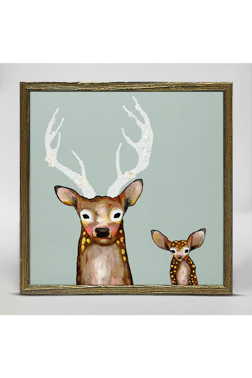Green Box Art Holiday Frosted Buck & Baby By Eli Halpin Embellished Canvas