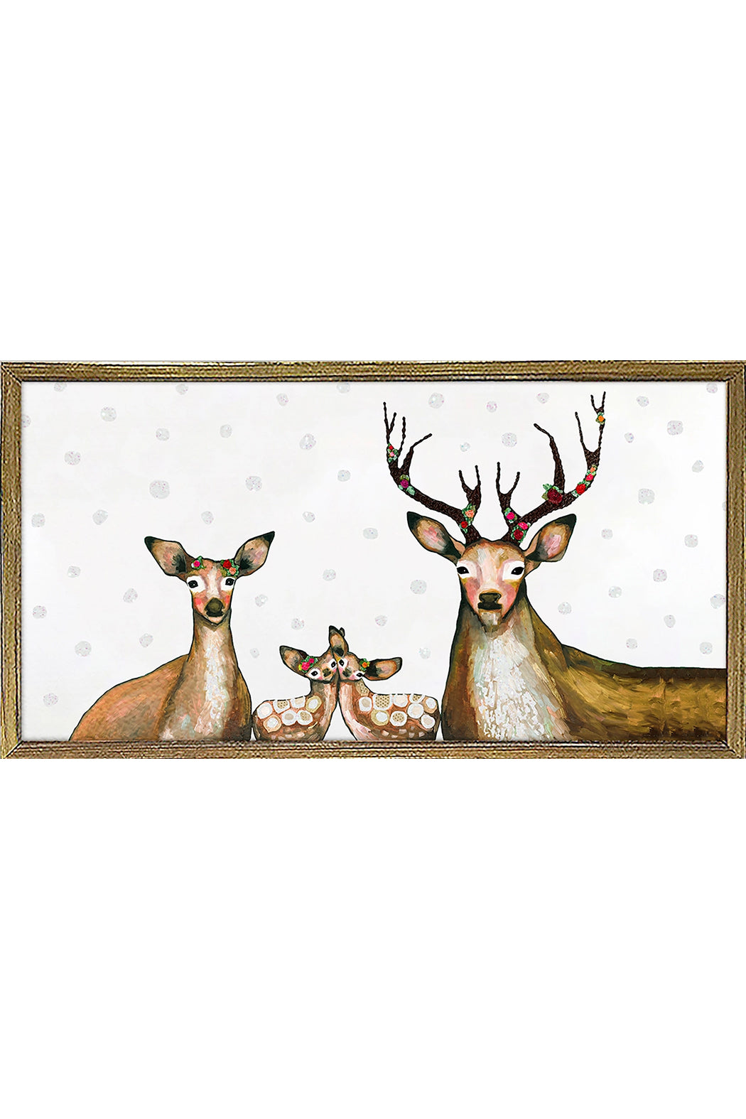 Green Box Art Holiday Flower Deer Family By Eli Halpin Embellished Canvas