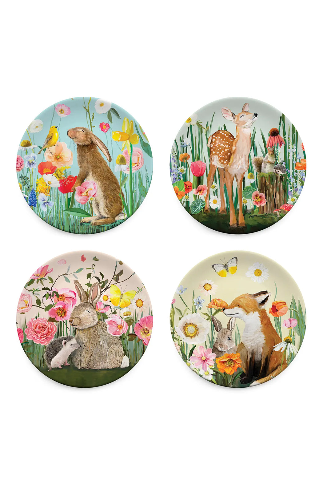 Green Box Art Springtime Friends - Set Of 4 Plates