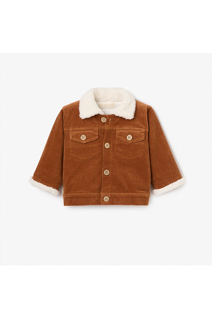 Elegant Baby Corduroy Sherpa Jacket - Rust
