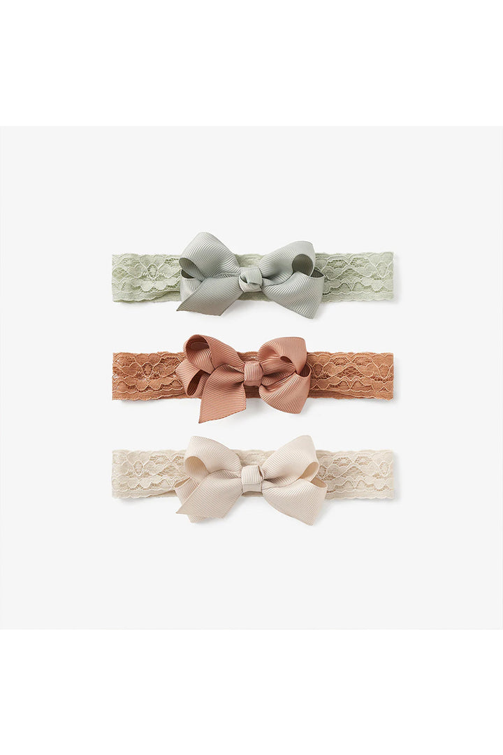 Elegant Baby Neutral Lace Bow Headband Set