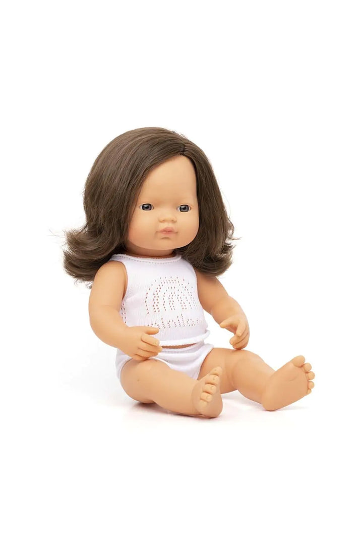 Miniland Baby Girl Doll Brunette - 15"