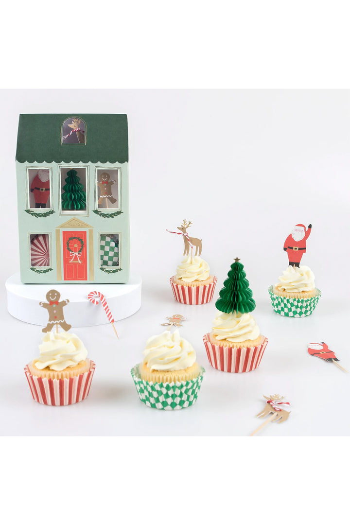 Meri Meri Festive House Cupcake Kit - 24 Toppers