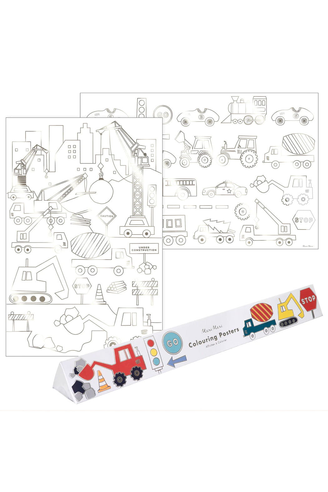 Meri Meri  Construction Coloring Posters - Set Of  2