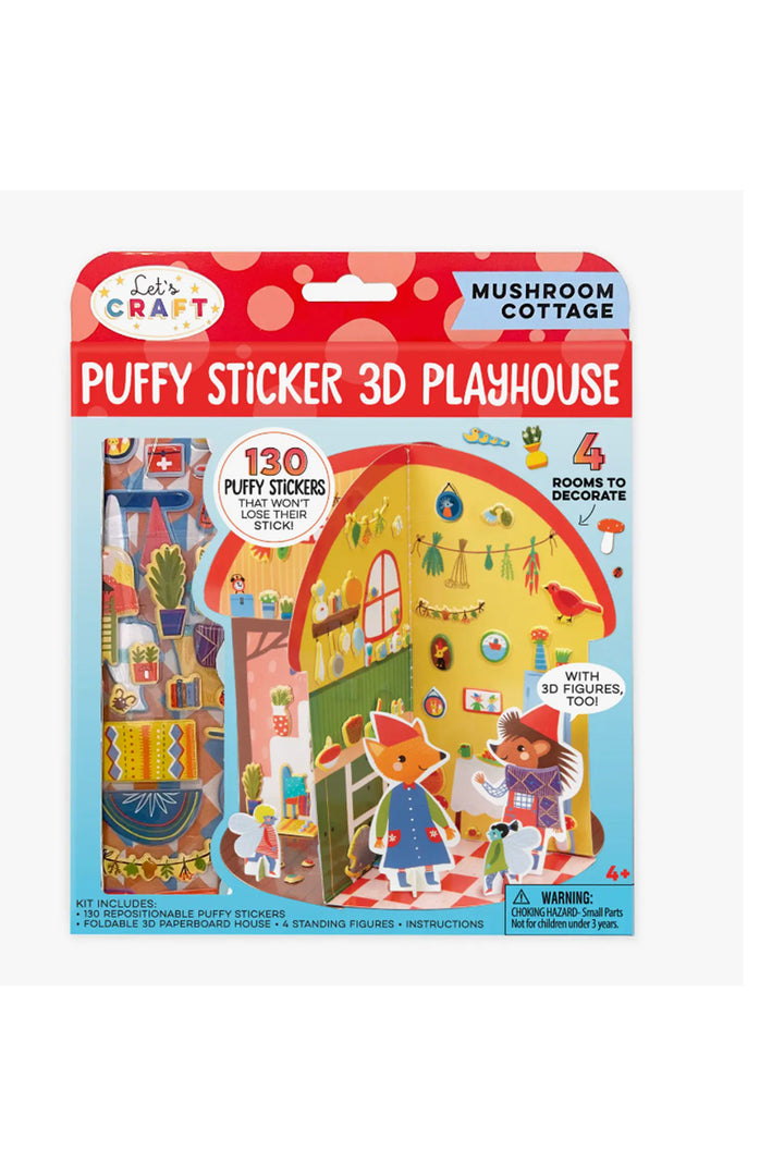 Bright Stripes Puffy Sticker 3D Playhouse Mushroom Cottage