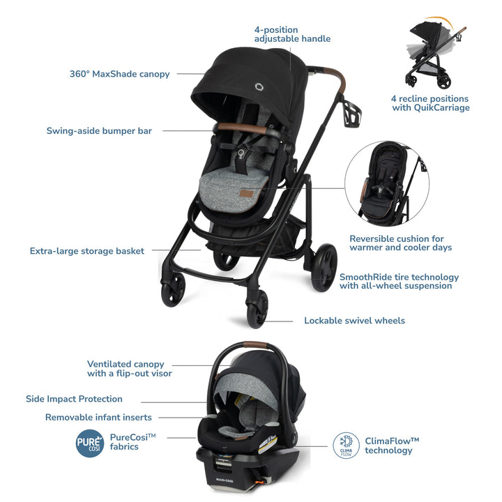 maxi cosi reversible stroller Maxi Cosi Tayla Max 5 in 1 Travel System